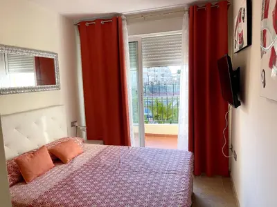Cama o camas de una habitación en Casa Matty-Precioso Apartamento al lado del Mar Y Del Golf