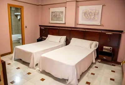 Cama o camas de una habitación en Hotel Don Miguel Plaza