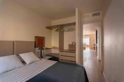 Cama o camas de una habitación en Ático 1ª línea de playa en Puerto de Aguadulce