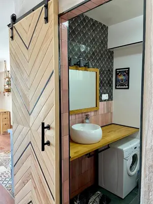 Un baño de Bonito apartamento con vistas al mar